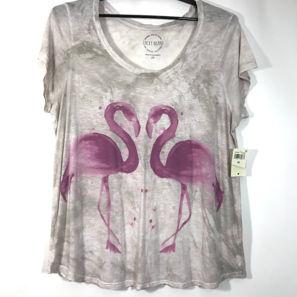 Lucky Brand Plus Size 2X Shirt Flamingo Graphic